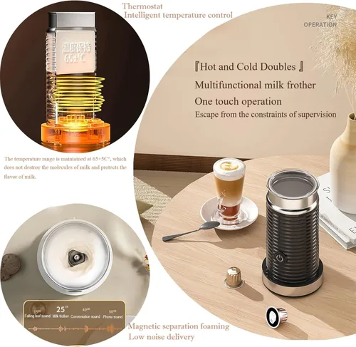 Miniatura 4 de Máquina espumadora de leche, espumador de leche automático, eléctrico para espuma fría y caliente, espuma o leche térmica, espumador de leche
