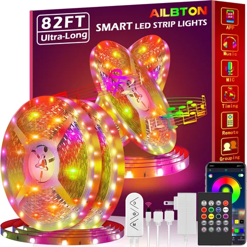 Miniatura 6 de Tira de luces LED de 100 pies para dormitorio, sincronización de música, tira de luces LED RGB con micrófono integrado, control de aplicación