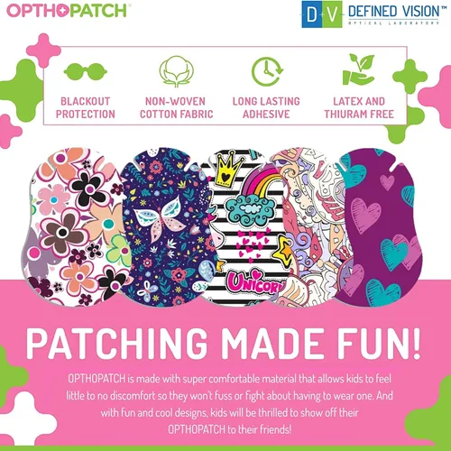 Miniatura 5 de Opthopatch Parches oculares para bebés – Adhesivo extra sensible – Diseño para niñas [Serie I] – 70 unidades + 2 gráficos de recompensa