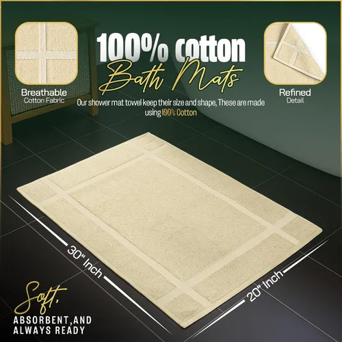 Miniatura 2 de Pearl Linens Paquete de 6 alfombrillas de baño 100% algodón de 20x30 pulgadas, suaves y absorbentes de secado rápido, juego de alfombrillas de baño