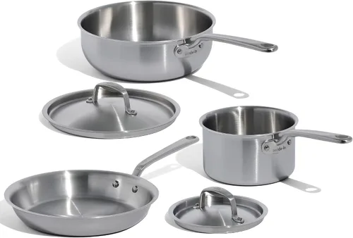 Made In Cookware - Juego de utensilios de cocina de acero inoxidable de 5 piezas, revestimiento de 5 capas, incluye sartén de acero inoxidable,