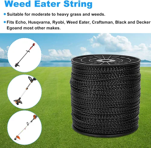 Miniatura 2 de RO6G Cuerda de 5 libras, línea de recortadora de hilo comercial Twist, cuerda Wacker para recortadora de malezas Echo Black Diamond/String Trimmer