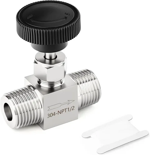 Miniatura 13 de TAISHER 1 pieza Válvula de aguja recta de acero inoxidable 304 1/2" NPT macho x 1/2" NPT hembra para control de flujo de agua, gas, aceite con rosca
