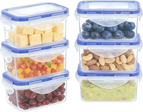 Miniatura 26 de KIGI Pequeño recipiente de plástico para almacenamiento de alimentos para aperitivos, almuerzo y preparación de comidas, sin BPA, tapas herméticas