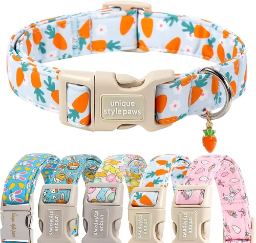 Miniatura 12 de Unique style paws - Collar para perro con hebilla de metal, naranja, duradero, lindo collar para perros pequeños, medianos y grandes