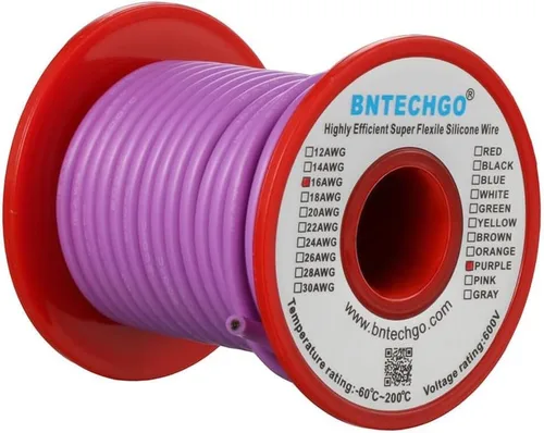 Miniatura 38 de BNTECHGO Carrete de alambre de silicona de calibre 16, rojo de 25 pies y negro, 25 pies, 2 cables separados, alambre de cobre estañado flexible