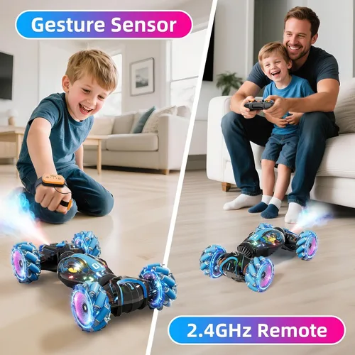 Miniatura 2 de Gigilli Auto de acrobacias RC con detección de gestos para niños de 8 a 12 años, autos RC para niños, juguetes de giro y deriva con luces de música