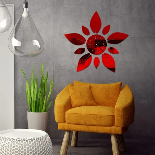 Miniatura 5 de Pegatinas de espejo de pared grandes digitales 3D con diseño de flores modernas, autoadhesivas, de cristal, acrílico, pétalos, bricolaje