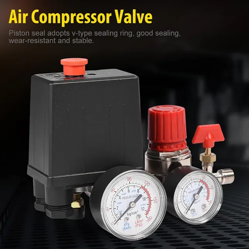 Miniatura 7 de Válvula de control del interruptor de presión del compresor de aire con regulador de manómetros para sistemas de reducción de presión rápida