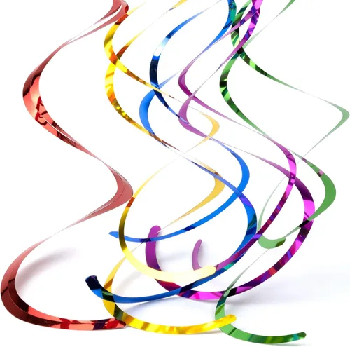 Paquete de 30 decoraciones de fiesta colgantes de remolinos para fiestas, 6 colores surtidos, remolinos colgantes de plástico, decoraciones de techo