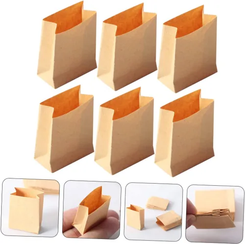 Miniatura 6 de Mini bolsas de papel para casa de muñecas, 6 bolsas de hornear en miniatura y accesorios de decoración de casa de muñecas, 1.57 x 1.18 x 0.59