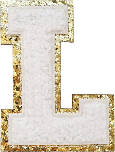 Miniatura 130 de SPRT - Parches de letras de chenilla universitaria con purpurina, parche de letras blancas para planchar con letras del alfabeto para disfraz
