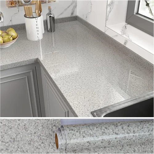 Miniatura 11 de VEELIKE Papel de contacto de granito de 15.7 x 118 pulgadas para encimeras de cocina, papel de contacto de mármol impermeable para despegar y pegar