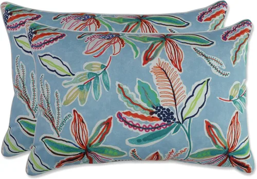 Miniatura 11 de Pillow Perfect Almohadas botánicas para interiores y exteriores, 2 unidades, acento, 16.5 x 16.5 pulgadas, naranja Sunny Daze