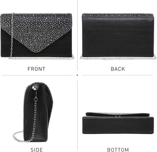 Miniatura 2 de Dasein Bolso de noche de satén para mujer bolso de mano con diamantes de imitación bolso de boda graduación bolso formal para fiesta de cóctel