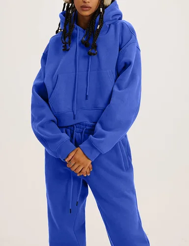 Miniatura 44 de Kissonic Conjunto deportivo de forro polar para mujer, 2 piezas, sudadera con capucha y pantalones deportivos