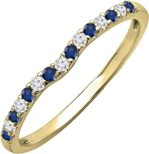 Miniatura 8 de Dazzlingrock Collection Alianza de boda redonda alternativa de zafiro azul y diamante blanco para mujer (0.10 qtw, color I-J, claridad I1-I3) en oro