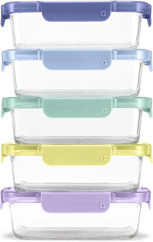 Miniatura 14 de Ello Color Lock 8PC Mixed Glass Food Storage Sets, Leak-Proof Glass Food Storage Containers 2 Copas: Festival