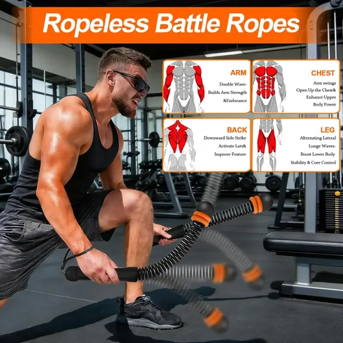 Miniatura 2 de Cuerdas de batalla sin cuerda, cuerdas de batalla inalámbricas con peso para gimnasio en casa, entrenamiento portátil de cuerpo completo HIIT Cardio