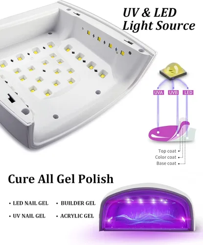 Miniatura 3 de Lámpara de uñas LED UV, secador de esmalte de gel inalámbrico para manicura de gel profesional - blanco