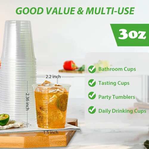 Miniatura 7 de Lilymicky - 500 unidades de vasos de plástico transparente de 3 onzas, pequeños vasos desechables para el baño, recipientes de enjuague bucal