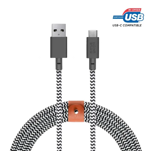 Miniatura 10 de Cable Native Union Belt USB-C a USB-A - Cable de carga ultrarresistente de 4 pies con correa de cuero compatible con iPhone 16, Samsung Galaxy Z