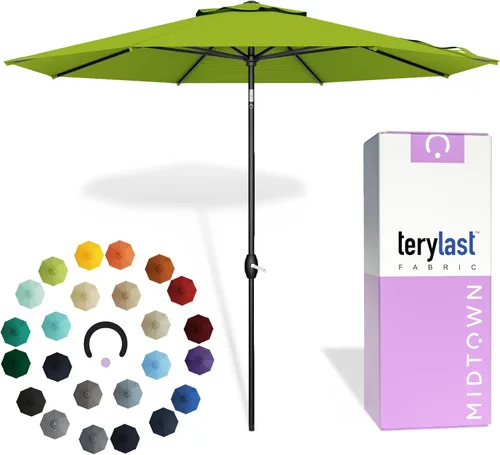 Miniatura 16 de Midtown Umbrellas 10 años sin decoloración, 6 pies, tela de poliéster roja a prueba de rayos UV, sombrilla para patio al aire libre, marco