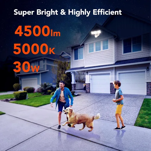 Miniatura 5 de OREiN Luz de inundación con sensor de movimiento al aire libre, luz de seguridad LED de 26W 3500LM, detección de 240° 40 pies, modos de anochecer a