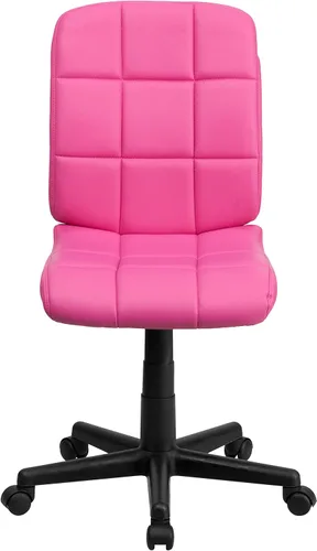 Miniatura 7 de Flash Furniture - Silla giratoria de respaldo medio de vinilo, acolchada, color negro Rosa
