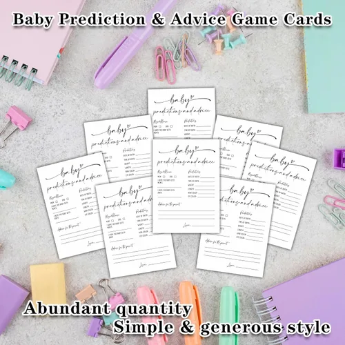 Miniatura 3 de Tarjetas de predicción y consejos para bebés, tarjetas de juegos de baby shower, minimalismo para niños o niñas, decoración y suministros de fiesta