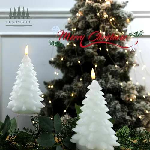 Miniatura 8 de LUSHARBOR Velas sin llama con temporizador remoto, paquete de 2 velas LED que funcionan con pilas, velas LED de cera real, decoración de Navidad