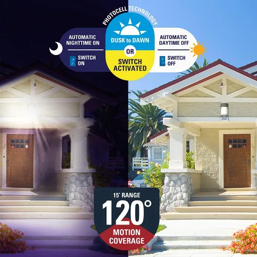 Miniatura 5 de HALO FE - Luz LED integrada equivalente a 60 W, sensor de movimiento, de bronce, luz de área del atardecer al amanecer, 3500K