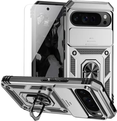 Miniatura 11 de Funda para Google Pixel 9 Pro XL con cubierta para lente de cámara, protector de pantalla HD, doble capa de grado militar a prueba de caídas