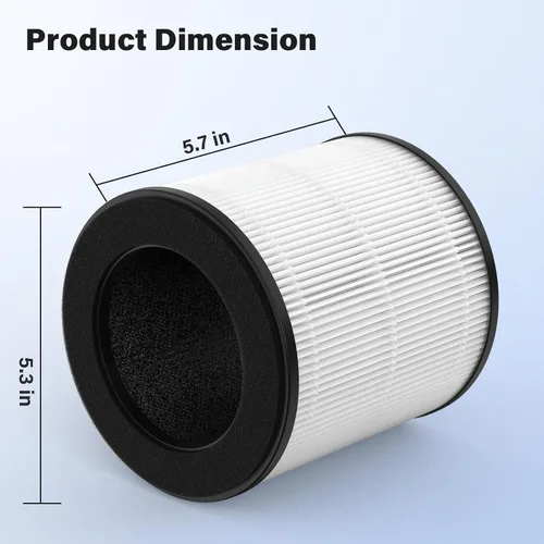 Miniatura 5 de B-D02L - Filtro de repuesto para MOOKA/KOIOS B-D02L Air Puri Fier y VEWIOR B-D02U Air Puri Fier, 3 en 1 H13 True HEPA, paquete de 2