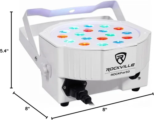 Miniatura 10 de (10) Rockville RockPAR50 LED RGB Compact Par Can DJ/Club/Stage DMX Luz de lavado - Blanco