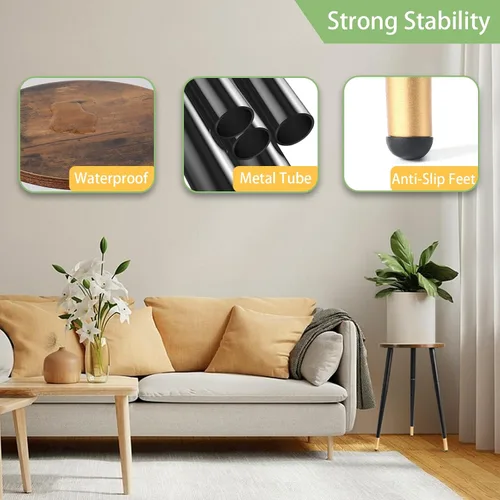 Miniatura 4 de Soporte alto para plantas de interior, soporte alto para plantas de madera de mediados de siglo con patas de metal, mesa moderna para macetas, mesas