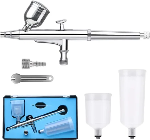 Kit de aerógrafo de doble acción de 0.012 in con tres tazas diferentes (6 CC, 20 CC, 40 CC) juego de aerógrafo portátil para maquillaje, artes