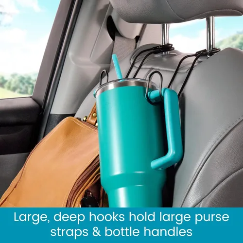 Miniatura 3 de High Road Ganchos Irrompibles para Bolsas de Automóvil - Grandes, Ganchos de Metal Sólido para Asiento de Automóvil para Bolso, Mochila, Abrigos