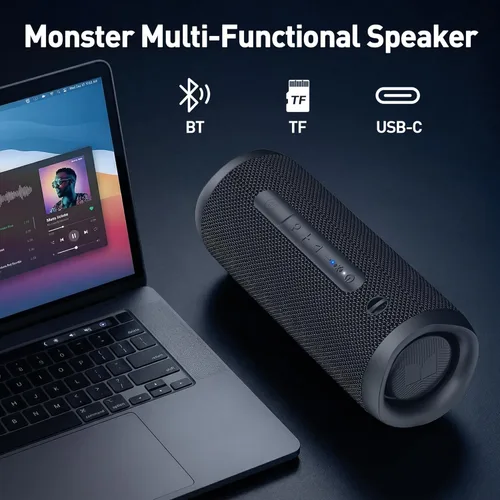 Miniatura 10 de Monster Altavoz Bluetooth, altavoces Bluetooth portátiles inalámbricos para exteriores, 60 W estéreo inalámbrico verdadero IPX8 impermeable, doble