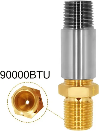 Miniatura 6 de Válvula mezcladora de aire de 90,000 BTU para quemadores de hoguera, latón resistente y boquilla de gas de acero inoxidable 304, compatible con gas