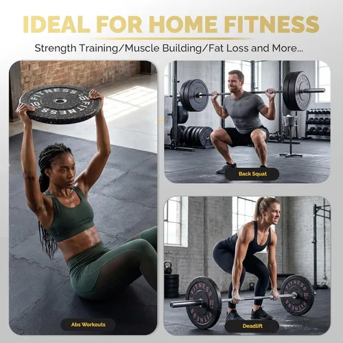 Miniatura 9 de Discos de peso olímpicos de 2 pulgadas y caucho para barras, discos para gimnasio en casa, entrenamiento de fuerza y levantamiento de pesas, 10 a
