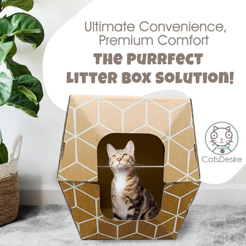 Miniatura 4 de Cats Desire - Cajas de arena desechables para gatos, paquete de 10, diseño de cartón más alto de 17 pulgadas para una contención superior, bandeja