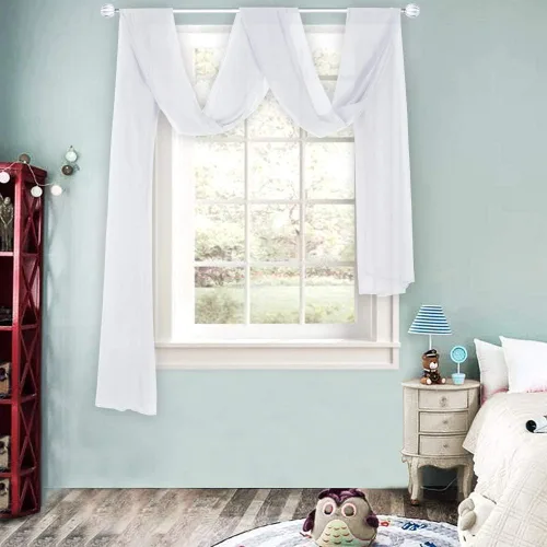 Miniatura 15 de HUTO Cenefas de cortina de gasa transparente blanca para habitación de niñas, bufandas de gasa suave para boda, fiesta, toldo, cama, 216 extra largas