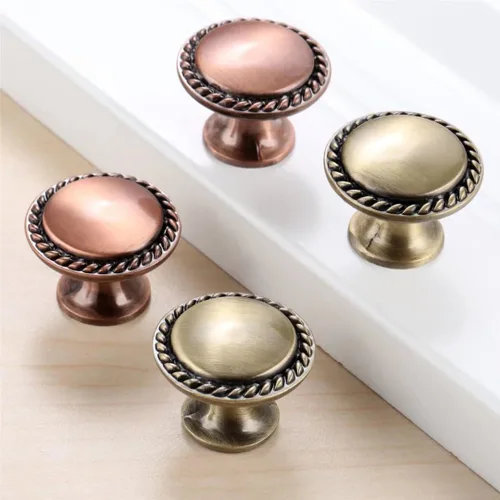 Miniatura 6 de Perilla redonda de estilo retro para armario, cajón, muebles de cocina, vestidor, puerta, armario y persianas de baño, manija de tirador de bronce