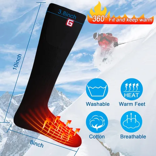 Miniatura 7 de Autocastle Calcetines calefactados para hombres y mujeres, calcetines calefactados recargables para pies fríos, calcetines de calentamiento