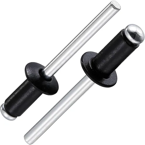 Miniatura 23 de Wensilon (80 piezas) Juego de remaches ciegos profesionales negros de aluminio, juego de agarre de aluminio y mandril de acero