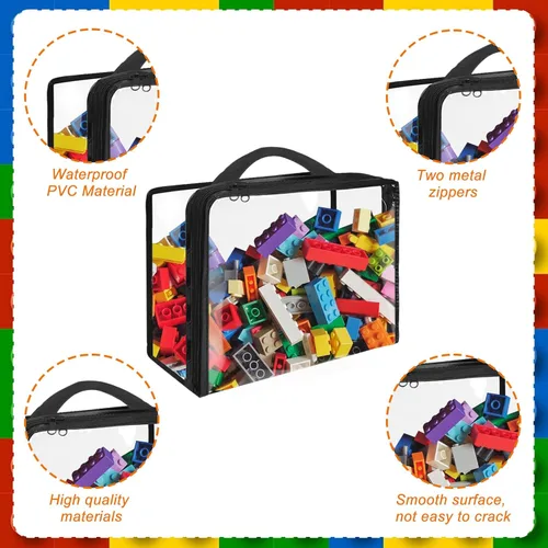 Miniatura 3 de Paquete de 10 bolsas de almacenamiento de juguetes de PVC extra grandes con cierre de cremallera, organizador de juguetes portátil