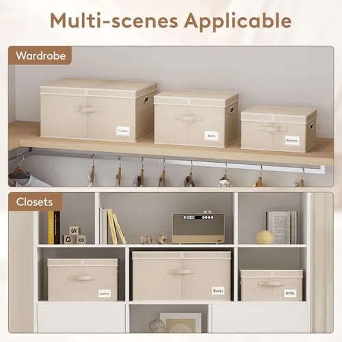 Miniatura 7 de Lifewit Contenedores de almacenamiento de ropa con tapas, cajas de almacenamiento plegables de tela con asas, organizador decorativo de armario