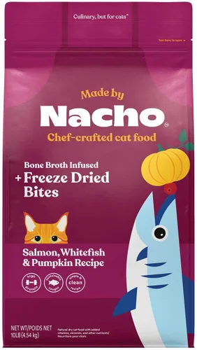 Miniatura 11 de Made by Nacho Dry Cat Kibble - Bolsa de 2 libras, comida prémium para gatos alta en proteínas y apta para granos, salmón y calabaza capturados