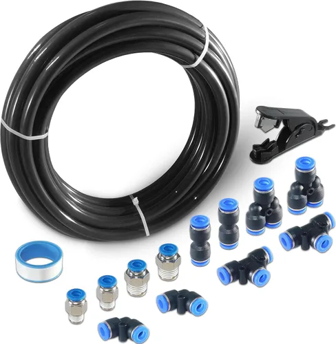 Kit de tubo de aire neumático MSAEIQUN, poliuretano negro, tubo de poliuretano PU, kit de tubería de aire, 6 mm DE x 4 mm DI, 10 metros 32.8 pies